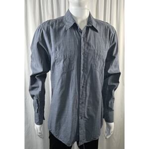 pd&c Men’s Denim Chambray Button Down Shirt, Blue, Sz: L, 77-20